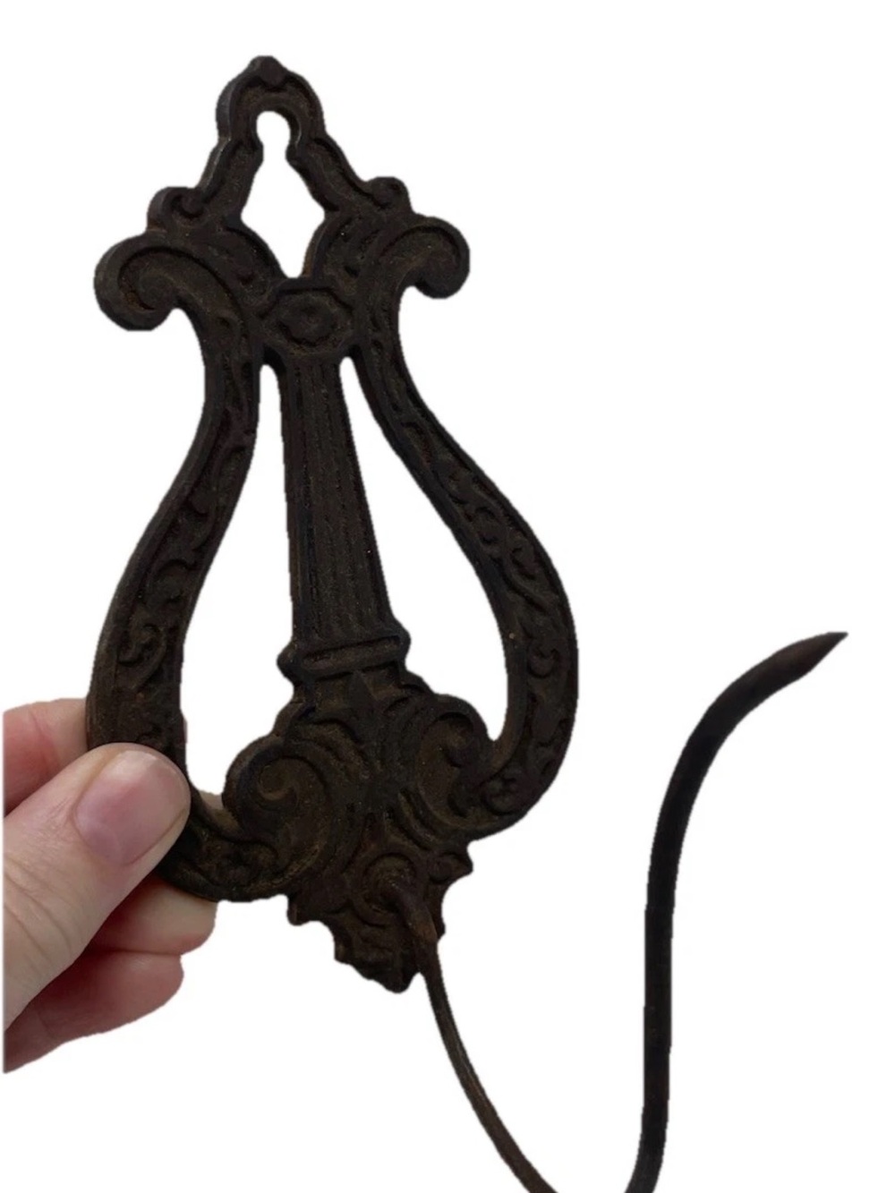 Vintage Cast Iron Receipt Spike Holder Bill Spike Ornate Lyre Office Store